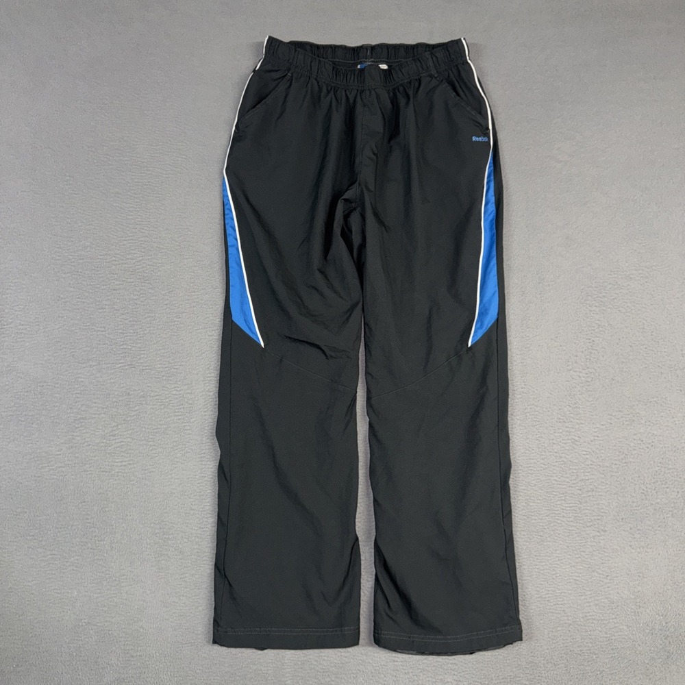 Reebok Track Pants Womens Large Gray Blue Relaxed Straight Pull On Drawstring